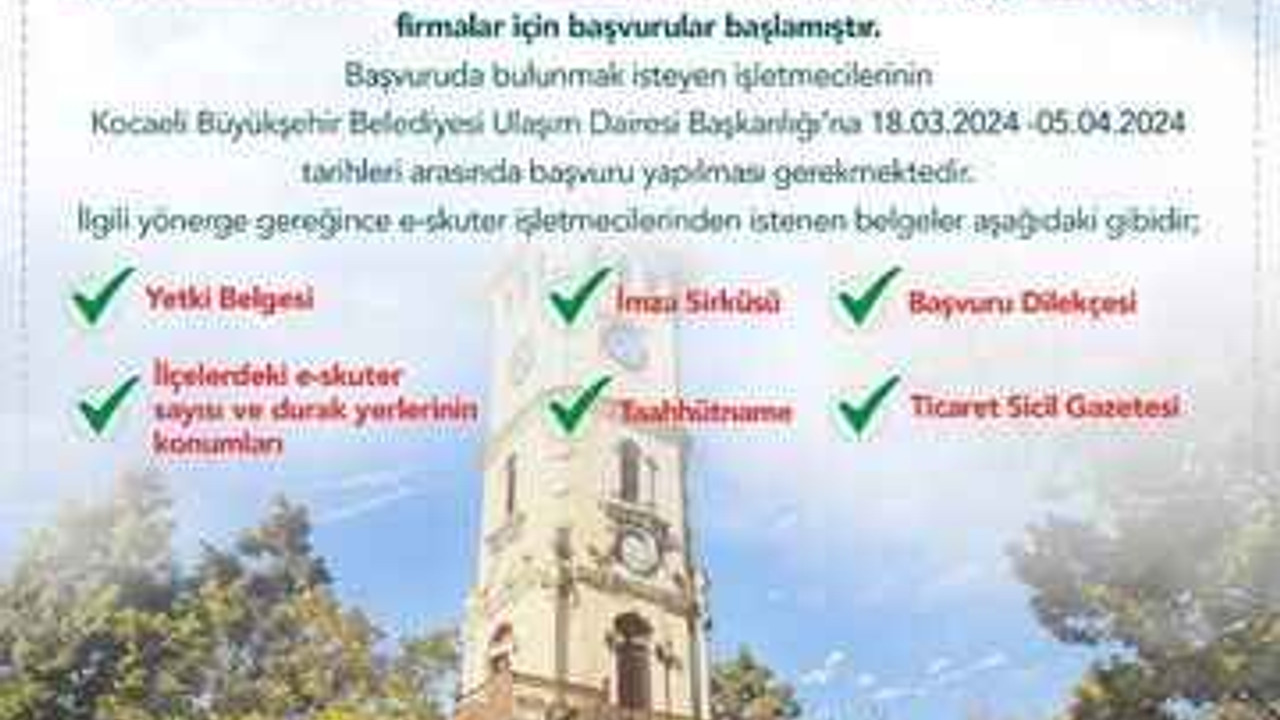 E-skuter işletmesi için başvurular alınacak