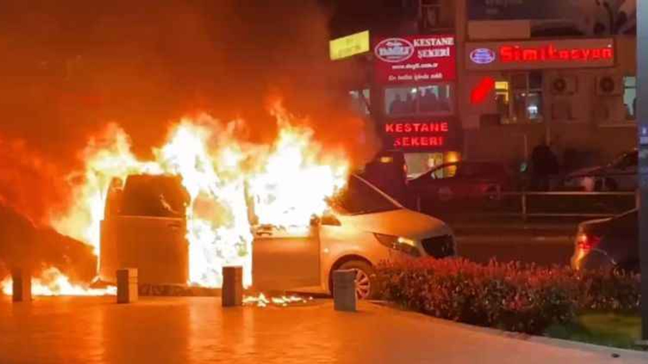 Büyükşehir belediye başkan adayının makam aracı alev alev yandı