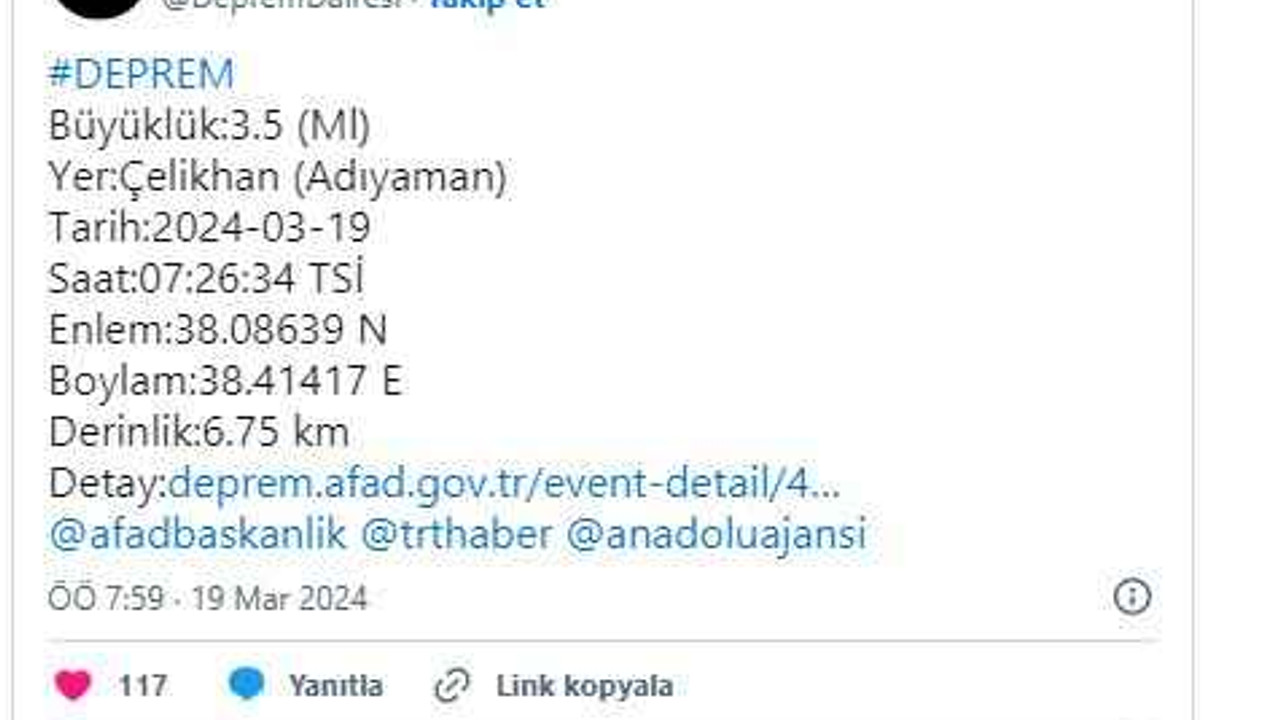 Adıyaman ve Malatya'da peş peşe deprem!