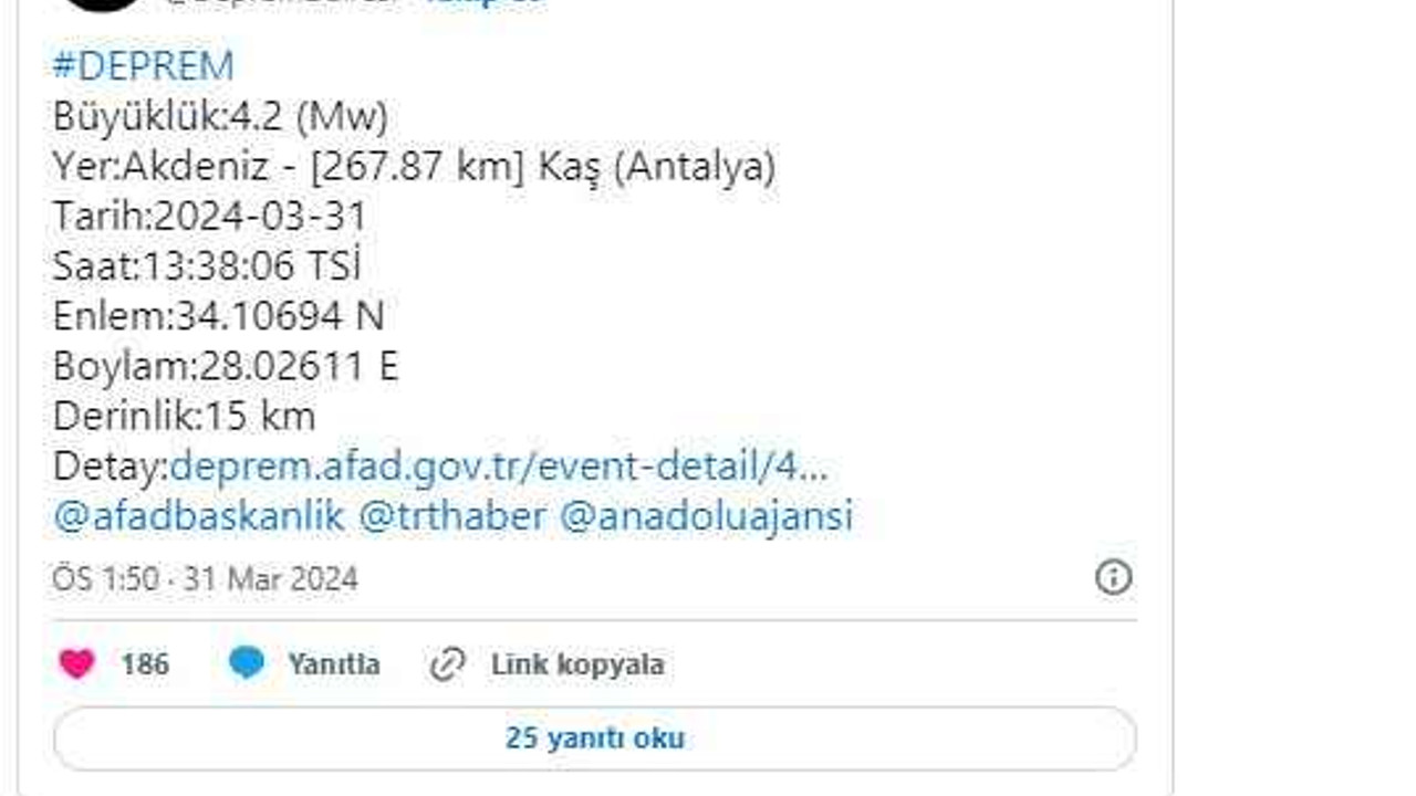 Antalya'da korkutan deprem!