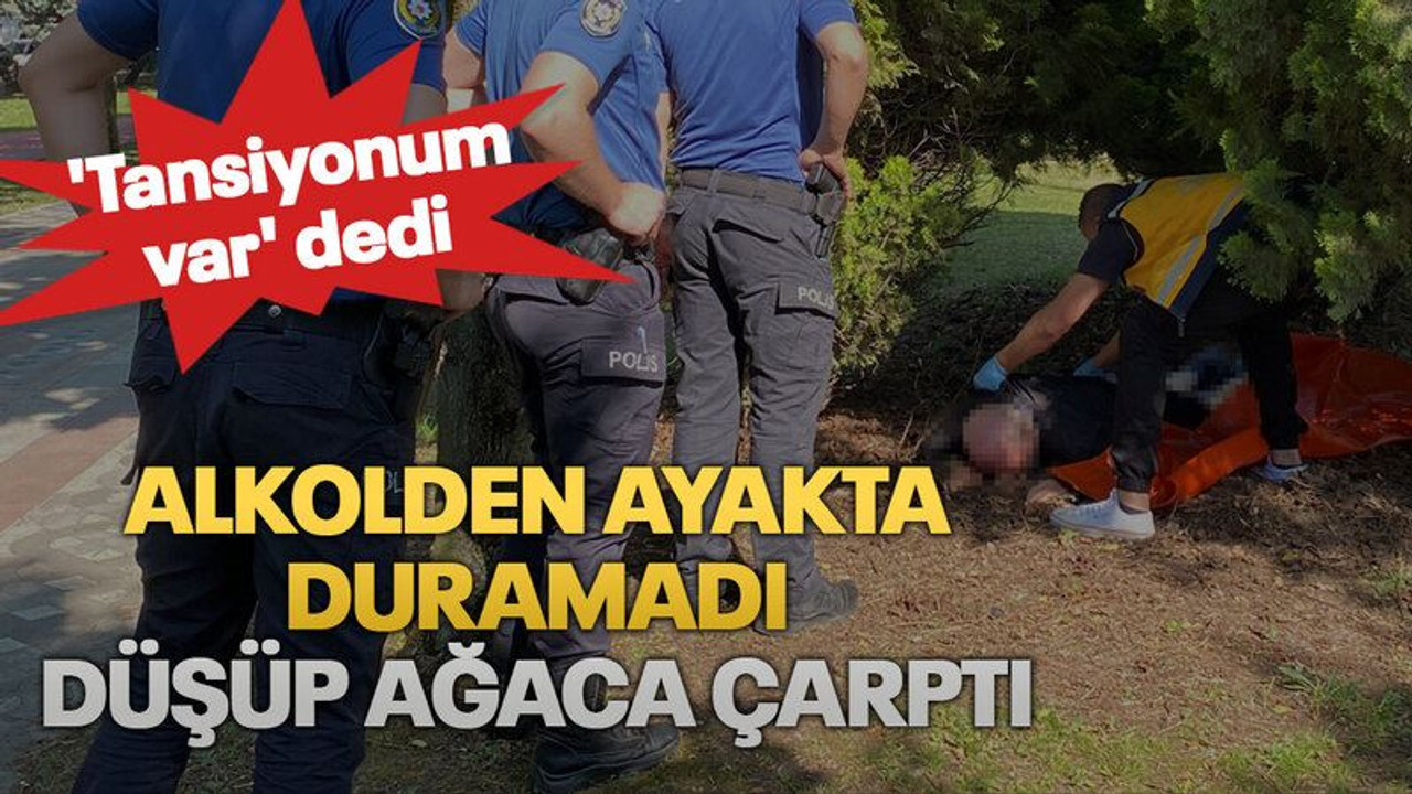 Alkolden ayakta duramadı düşüp ağaca çarptı