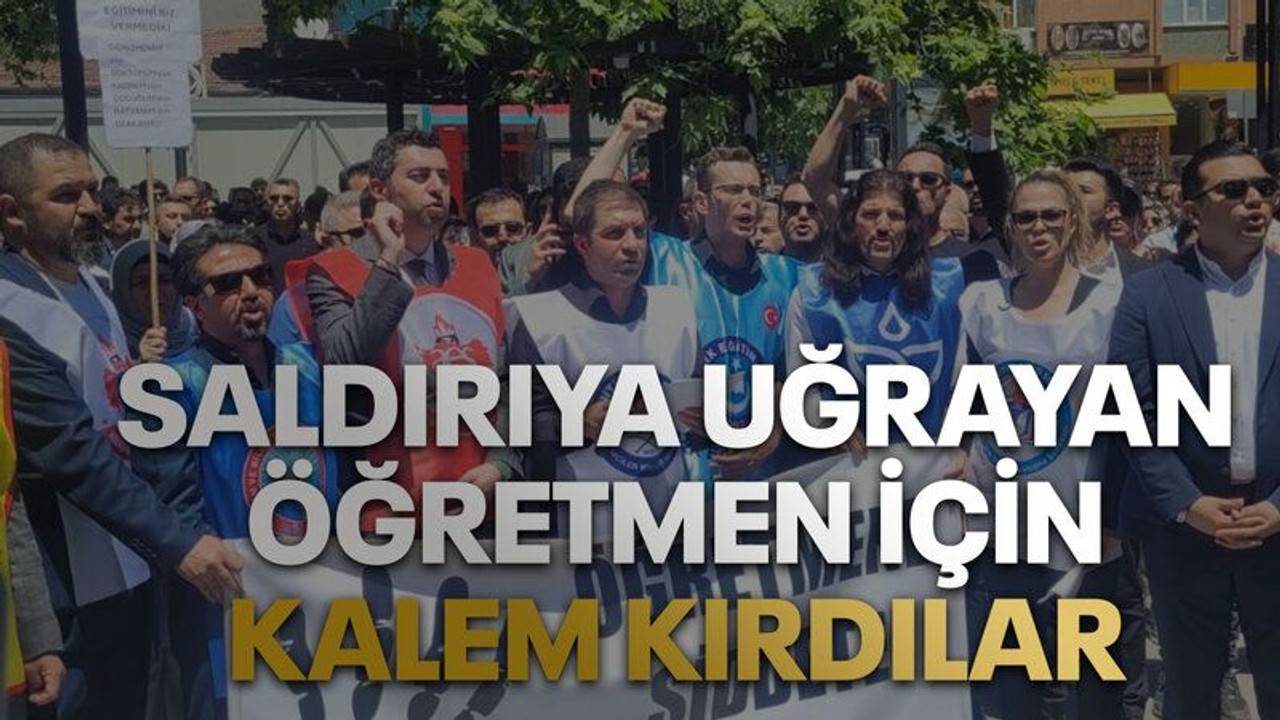 Saldırıya uğrayan öğretmen için kalem kırdılar