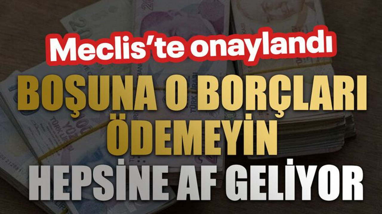 Meclis’te onaylandı. Boşuna o borçları ödemeyin Hepsine af geliyor