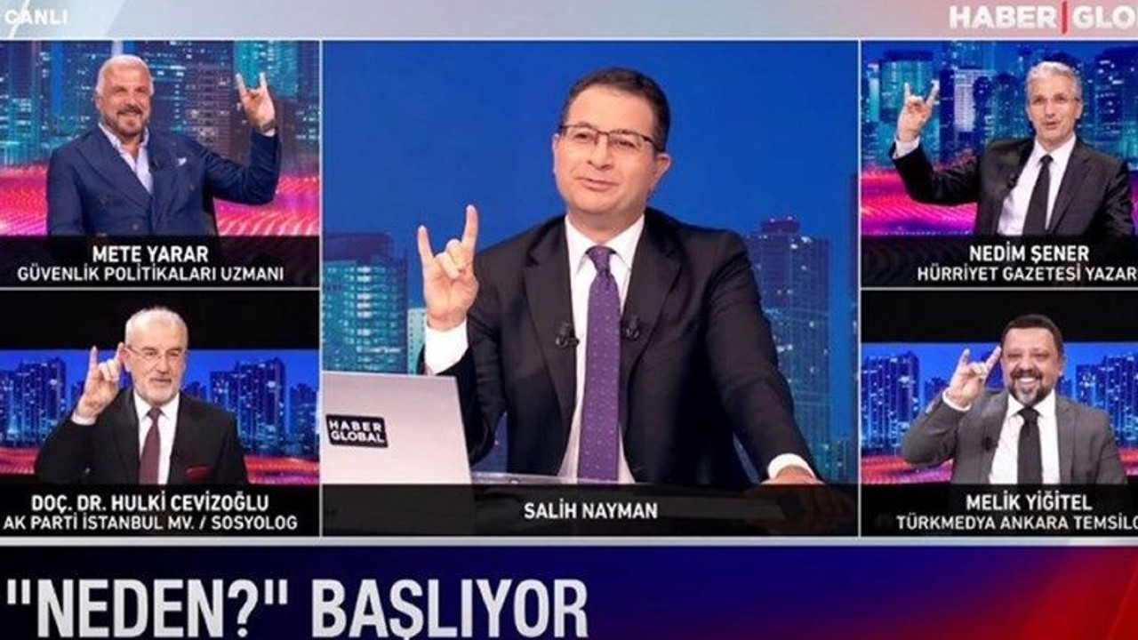 O kanalda canlı yayınında 'bozkurt' işareti