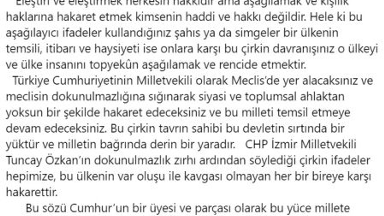 Büyükşehir çalışanı Seyrek, Tuncay Özkan’a dava açtı