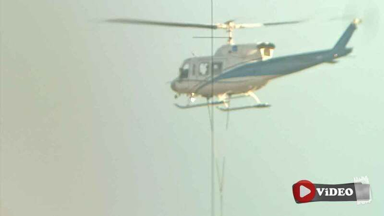 Kocaeli’de asılı duran helikopter merak uyandırdı