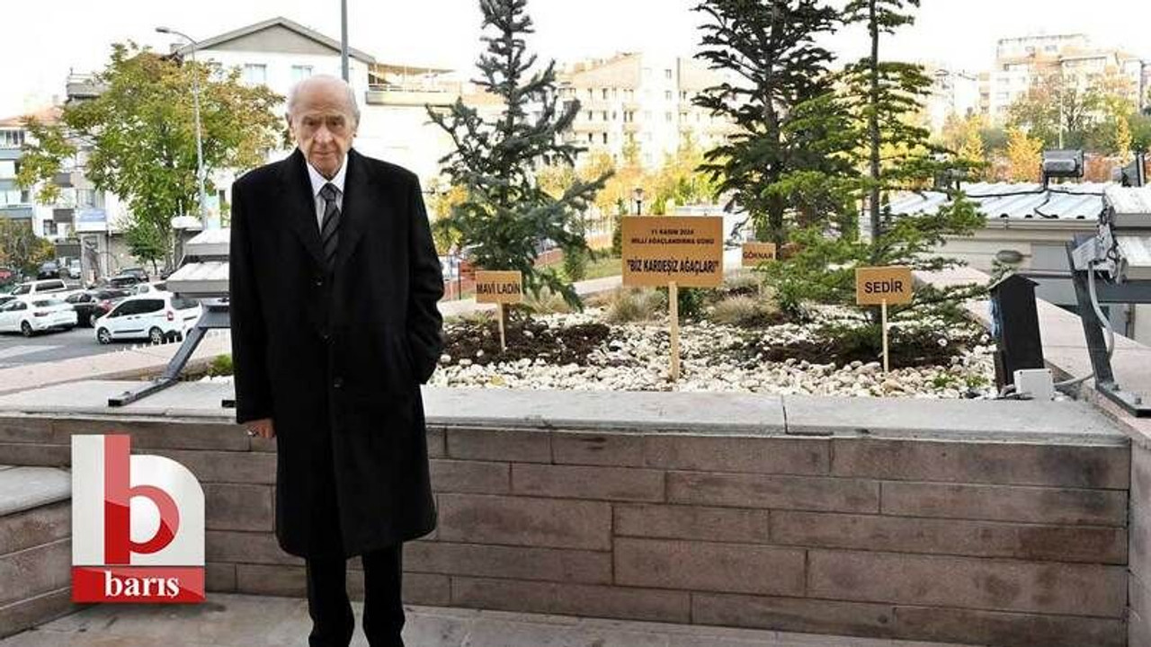Bahçeli genel merkez önüne ağaç dikti