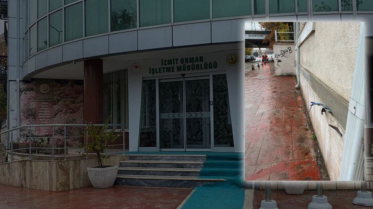 Kocaeli'deki kurumun duvarından yola kablo sallanıyor!