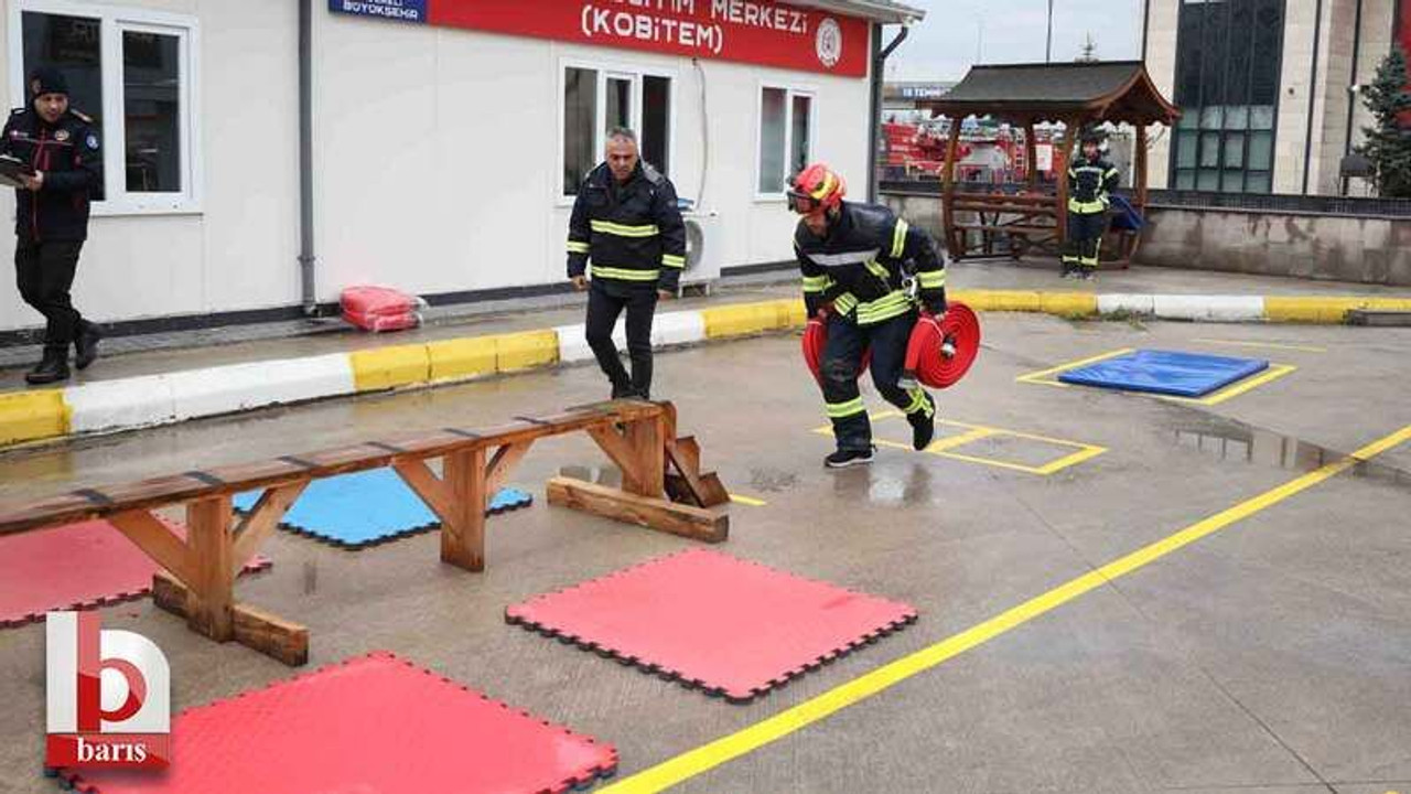 Kocaeli’de itfaiyeci olmak için zor parkurlarda yarışıyorlar