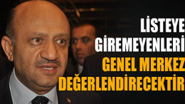 Listeye giremeyenleri Genel Merkez değerlendirecektir