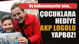 Oy kullanamıyorlar ama… Çocuklara hediye AKP logolu yapboz!