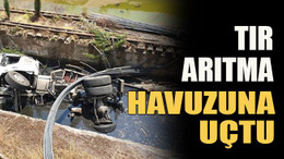 TIR arıtma havuzuna uçtu