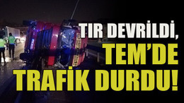 TIR devrildi, TEM’de trafik durdu!