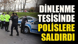 Dinlenme tesisinde polislere saldırdı