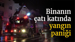 Binanın çatısında yangın paniği
