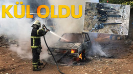 Hem otomobil hem de içindeki malzemeler kül oldu
