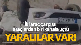 İki araç çarpış, araçlardan biri kanla uçtu Yaralılar var!