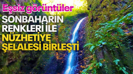 Sonbaharın renkleri ile Nüzhetiye Şelalesi birleşti, eşsiz görüntüler ortaya çıktı