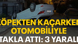 Köpekten kaçarken otomobiliyle takla attı: 3 yaralı