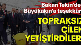 Bakan Tekin'den Büyükakın'a teşekkür! Topraksız çilek yetiştirdiler!