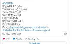 AFAD duyurdu: Hatay'da deprem!