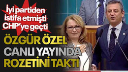 İyi partiden istifa etmişti CHP’ye geçti,Özgür özel canlı yayında rozetini taktı