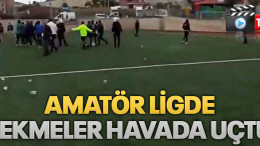 Amatör ligde tekmeler havada uçtu