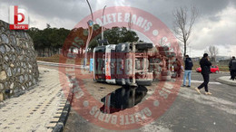 Gebze'de beton mikseri devrildi!