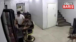 Kocaeli'de köpek korkusu berberi komedi sahnesine çevirdi!