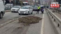 Trafik altüst oldu! Kamyondan çamur döküldü: Sürücüye büyük ceza kesildi!