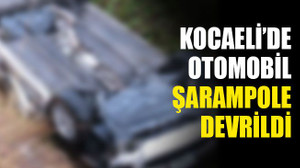 Kocaeli’de otomobil, şarampole devrildi
