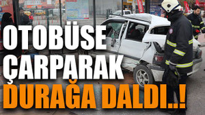 Otobüse çarparak durağa daldı..!