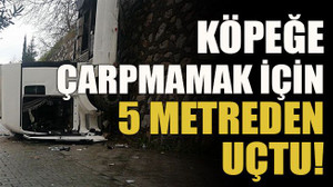 Köpeğe çarpmamak için 5 metreden uçtu!