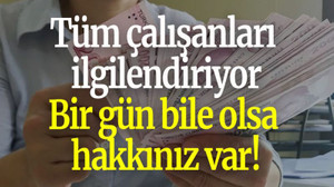 Tüm çalışanları ilgilendiriyor: Bir gün bile olsa hakkınız var!