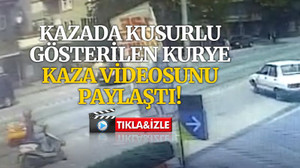 Kazada kusurlu gösterilen kurye kaza videosunu paylaştı!