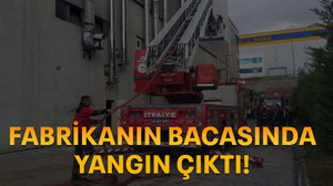 Fabrikanın bacasında yangın çıktı!