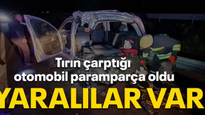 Tırın çarptığı otomobil paramparça oldu Yaralılar var!