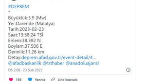 Malatya'da art arda iki deprem!