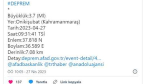 Kahramanmaraş'ta deprem!