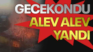 Gecekondu alev alev yandı
