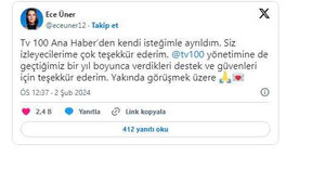 TV100'de Ece Üner depremi!