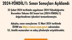2024-YÖKDİL/1 sınav sonuçları açıklandı