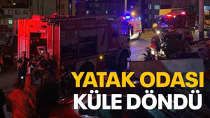 Elektrikli battaniyeden çıkan yangın yatak odasını küle çevirdi