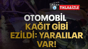 Otomobil kazada kağıt gibi ezildi: Yaralılar var!