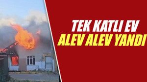 Tek katlı ev alev alev yandı