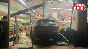 Kartepe’de kontrolden çıkan araç markete daldı!