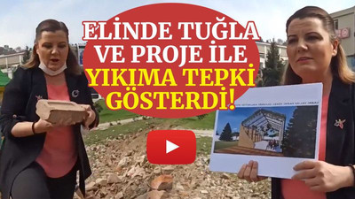 Hürriyet, yıkıma elinde tuğlayla tepki gösterdi!