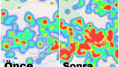Bakın Kocaeli’nin haritası bir ayda ne hale geldi? İşte kısıtlama öncesi ve sonrası!
