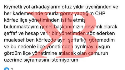“Çamur üstüme sıçramasın” dedi istifa ettiği paylaşımı kaldırdı!