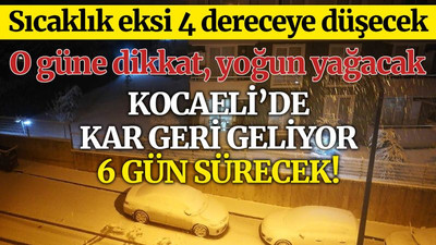 Kocaeli’de kar geri geliyor, o güne kadar sürecek!